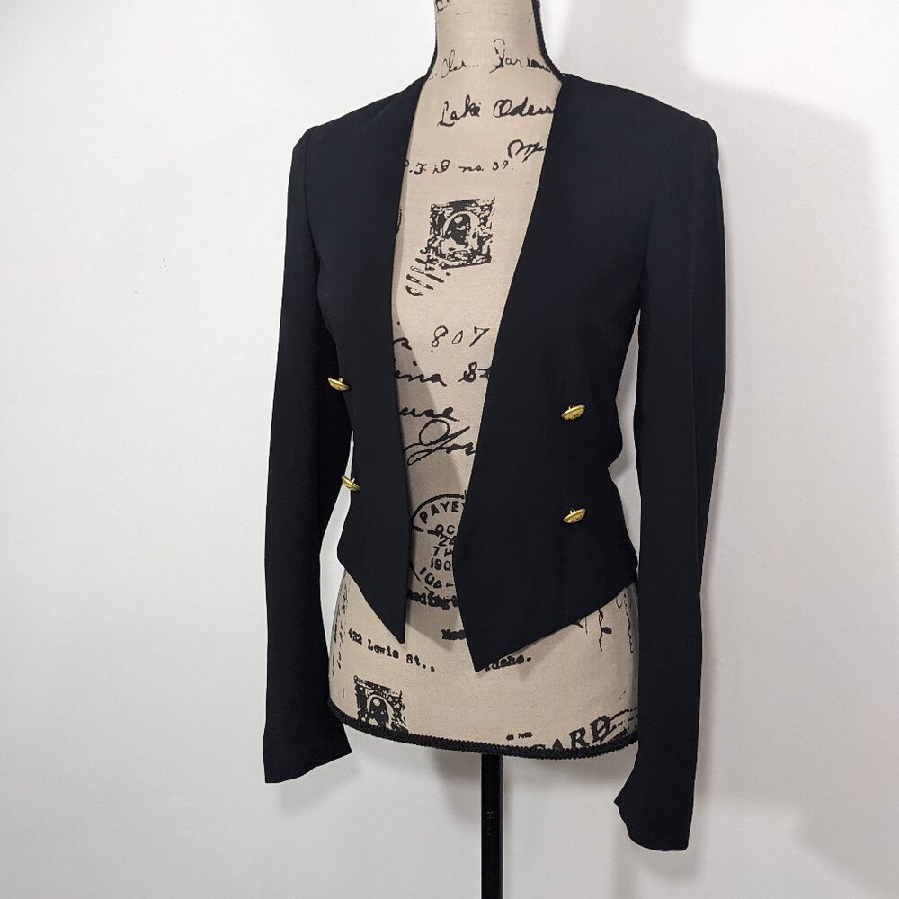 Express Open-Front Blazer Jacket Women Size XS Black Long Sleeves Lined Hardware